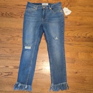 Free People Distressed Blue Cropped Jeans